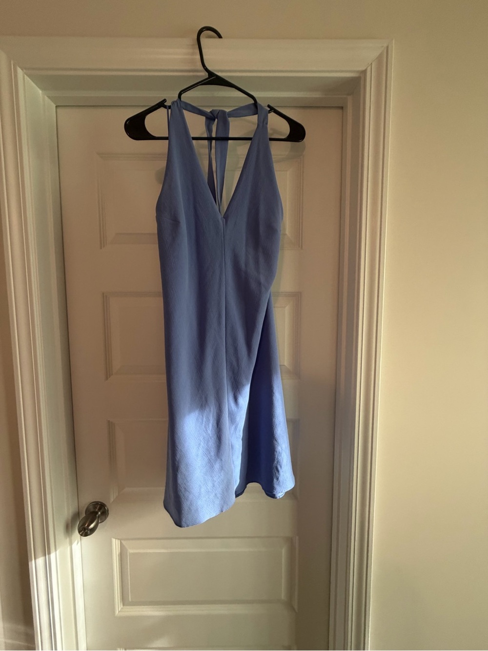 Topshop Light Blue V-Neck Mini Dress with Tie Back
